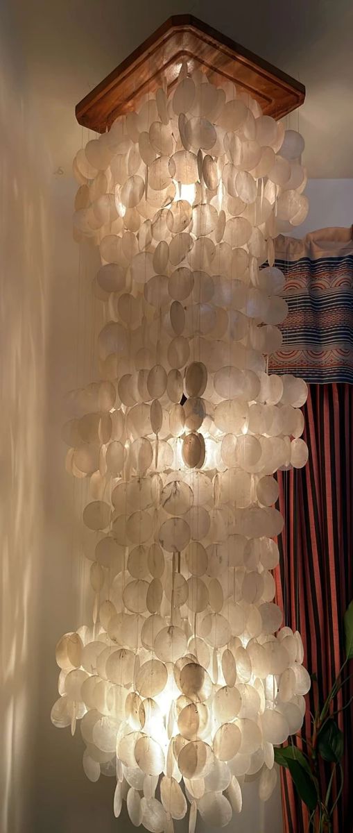 001 Verner PantonStyle MCM Capiz Shell Chandelier