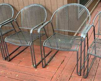 Five Outdoor Brown Metal Chairs