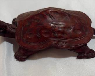 Vintage Japanese Netsuke Hand Carved wood Turtle