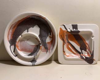 Mid Century Royal Haeger Art Deco Ceramic Ashtrays USA