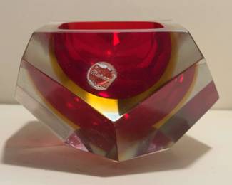 011 Vintage Murano 1960s Red Ashtray Or Catch All By Flavio Poli Seguso