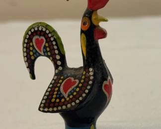 Vintage HandPainted Folk Art Enameled Rooster