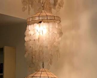 Verner PantonStyle MCM Capiz Shell Chandelier 10 Ft