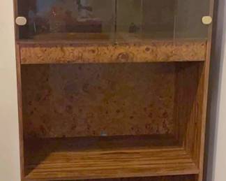 Burlwood Shelving Unit with Glass Doors Open Shelves
