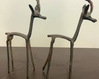 Two MCM Brass Gazelles