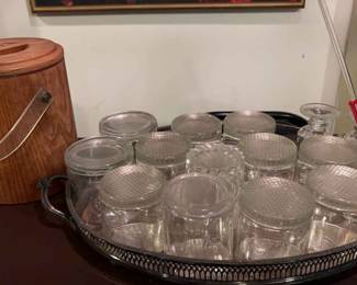 Bar Glasses, Tray Ice Bucket
