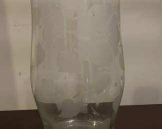 Glass Vase with Etched Floral Design