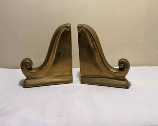 Vintage Andrea By Sadek Solid Brass Bookends Scroll Design
