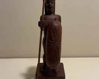 Vintage Carved African Warrior With Shield
