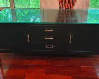 MCM Style Sideboard Buffet with Glass Plate