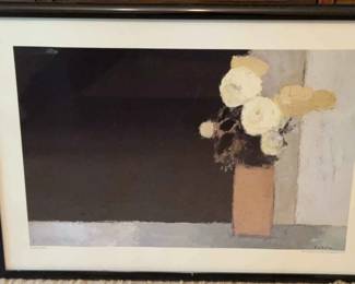 Rose Bouquet On A Black Background 1979, signed by Bernard Cathelin