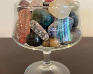 Glass Goblet with Gemstones Crystals