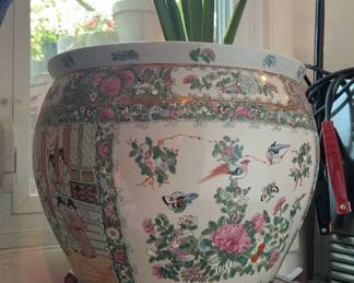 Large Chinese Fishbowl Pot with Base A Plant