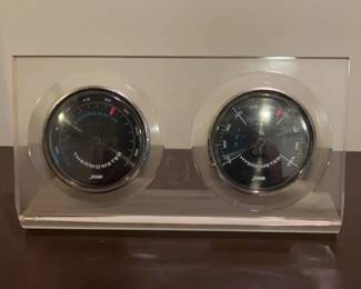 Vintage Jason Acrylic Stand with Thermometer Hygrometer