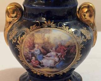 Vintage Limoges French Ceramic Cobalt Vase