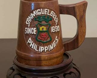 San Miguel Beer Wooden Mug with Stand