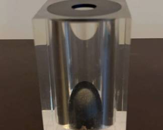 Acrylic MCM Vase with Black Inserts Top Bottom