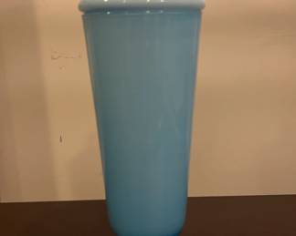Lightdark Blue Cased Glass Apothecary Jar with Lid