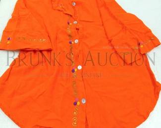 ORANGE FANCY BUTTON UP BLOUSE