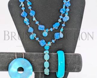 BLUE JEWLERY BEADING BANGLE NECKLACE