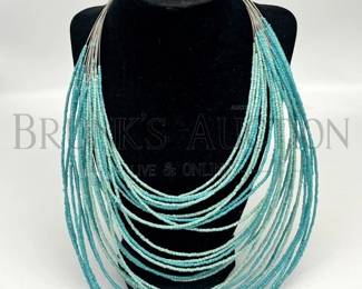 MULTISTRAND BLUE AQUA NECKLACE