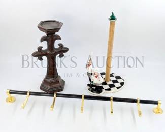 KITCHEN DECOR WIRE RACK HANGER HOOKS PAPER TOWEL HOLDER FLEUR DE LIS CANDLE HOLDER