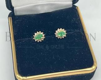 EMERALD EARRINGS 14K DIAMOND