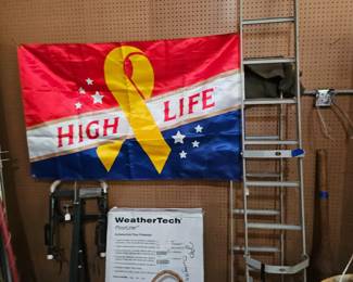 Bike Rack, Vetrans High Life Banner, Heavy Metal Ladder