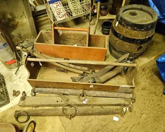 Vintage Wood Tool Boxes, Yokes