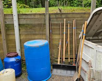 Plastic Barrels, Yard Tools