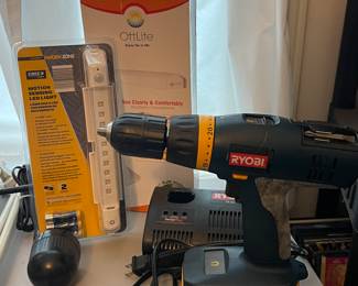 RYOBI ONE 18V CORDLESS DRILL, MOTION SENSING LED LIGHT, CREATIVE HD OTT LITE NIB