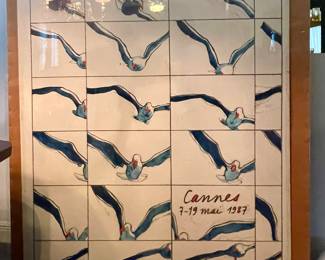 LARGE POSTER DEPICTING THE 40TH ANNIVERSARY OF THE CANNES FILM FESTIVAL