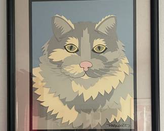 CAT FRAMED ART BY BIGWOOD