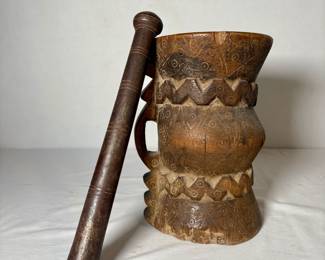 Antique Wood Mortar Pestle