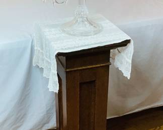 Wood Plant Stand & Glass Candelabra