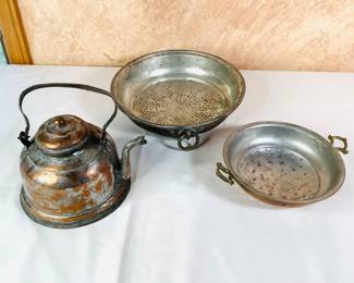 Turkish Copper Tea Kettle, Strainers