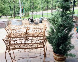Metal Planters & Faux Tree