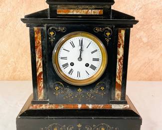 Antique French Marble & Slate Mantle Clock