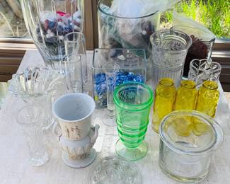 Crystal and Uranium Glass Vase and More