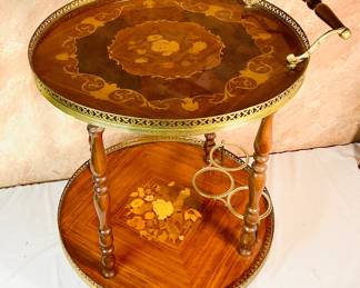 Italian Marquetry Bar Cart
