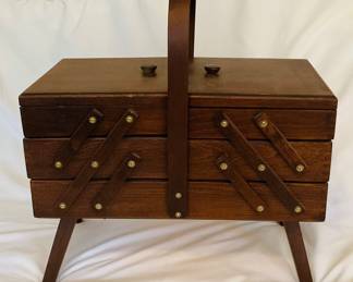 Mid Century Accordian Sewing Box
