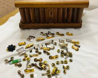 Wood Carved Box, Military Medals