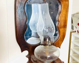 Antique Kerosene Lamp and Mirror