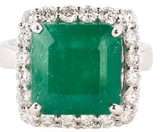 18K 6.34CT Emerald and Diamond Ring