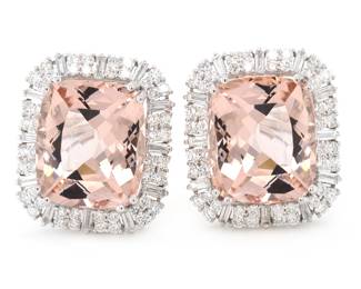 18.52 Ct Morganite Diamond Earrings 18K