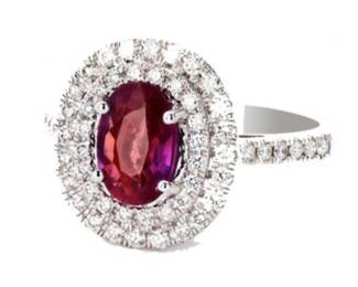 GIA 1.24Ct Unheated Ruby and Diamond Ring