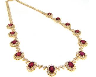 18k 32.6ct Ruby and Gold Necklace