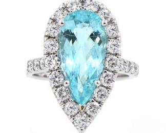 10ct Aquamarine and Diamond Ring
