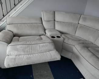 Contempo Light Gray Power Reclining Sectional Sofa