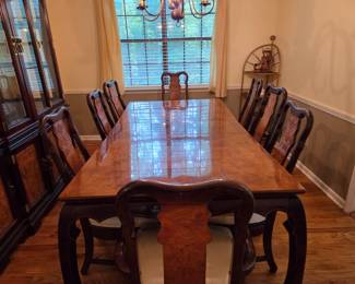 Vintage Mahogany and cherry rosewood dining room table and 6 chairs with China cabinet